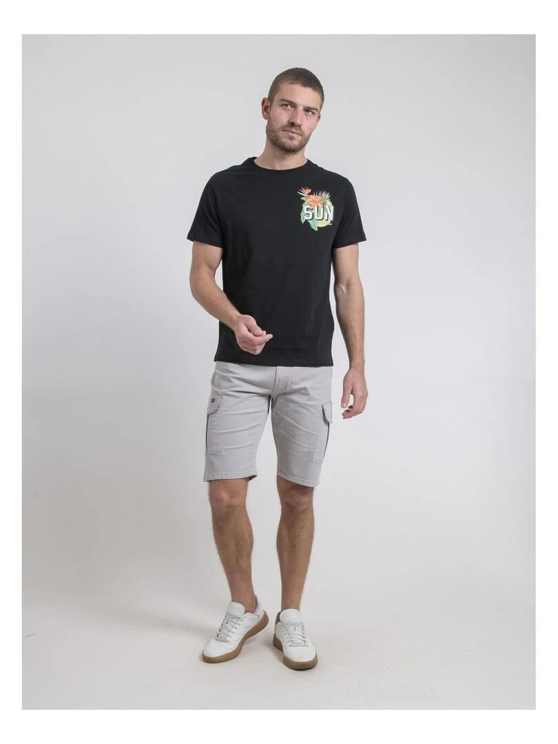 T shirt col rond pur coton NOGOZO   Noir