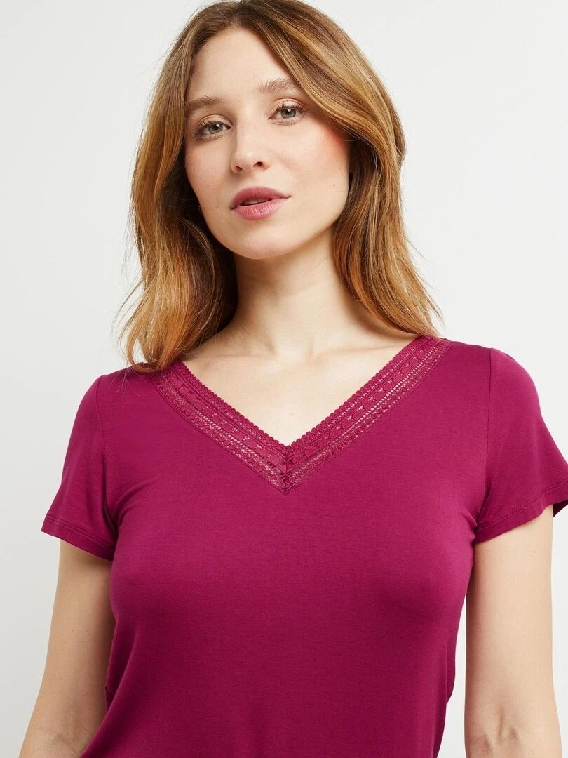 T shirt manches courtes viscose Camille   RougeGorge Lingerie   Violet prune