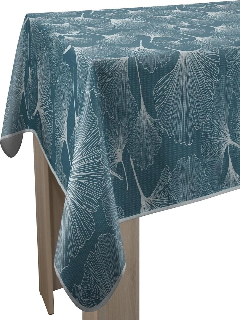 Nappe Anti taches Biloba bleu Rectangle 150 x 300 cm Bleu Blanc