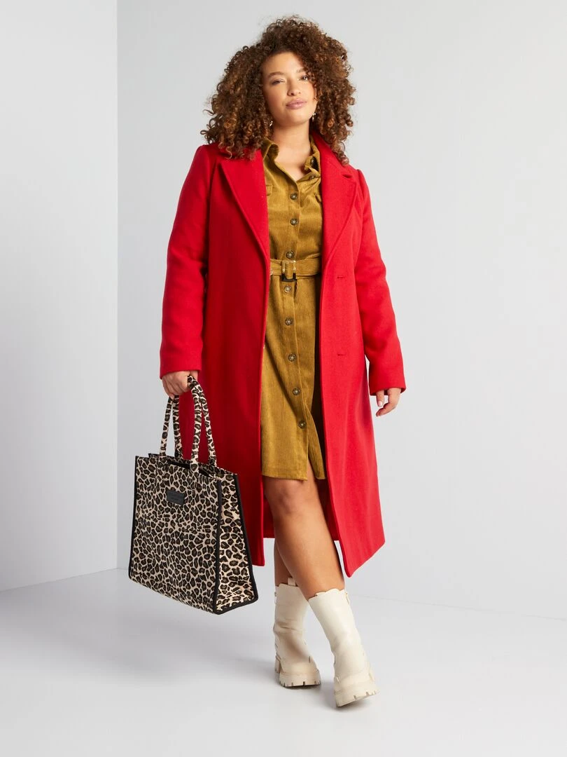 Robe chemise en velours côtelé Marron