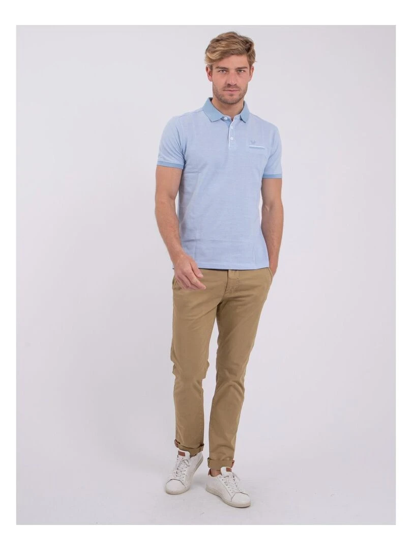 Polo manches courtes pur coton PIKTO   Bleu