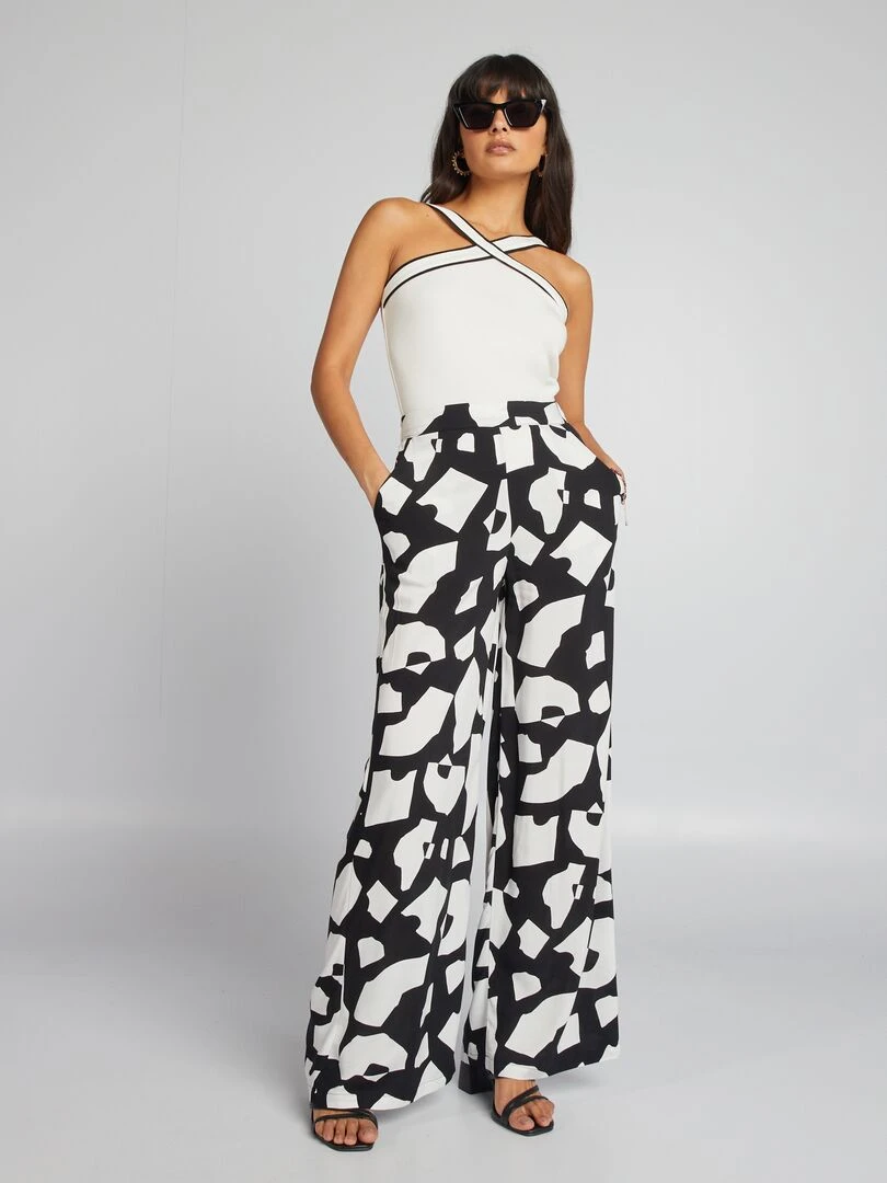 Pantalon large imprimé Noir