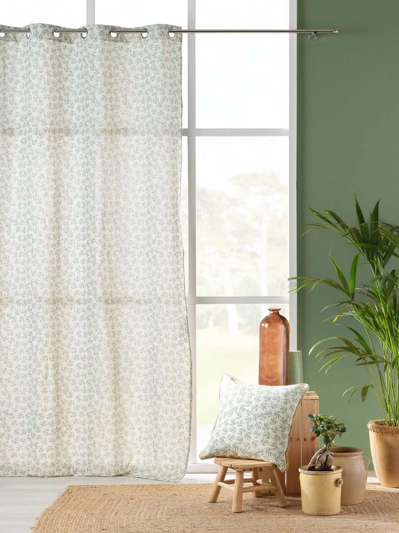 Rideau imprimé feuillage   Vert