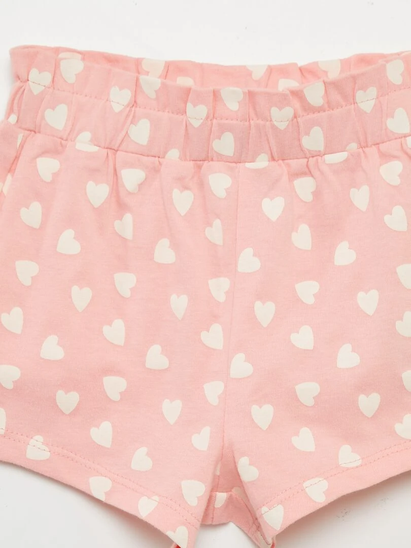 Ensemble t shirt + short imprimé   2 pièces   Rose pâle
