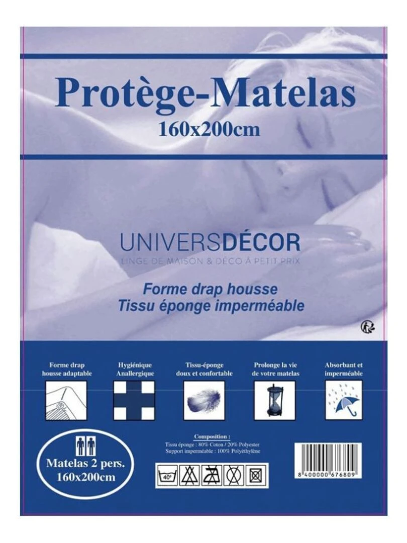 Univers Decor   Protège Matelas Imperméable  Absorbant Et Anti acariens 160 X 200 Cm   Blanc