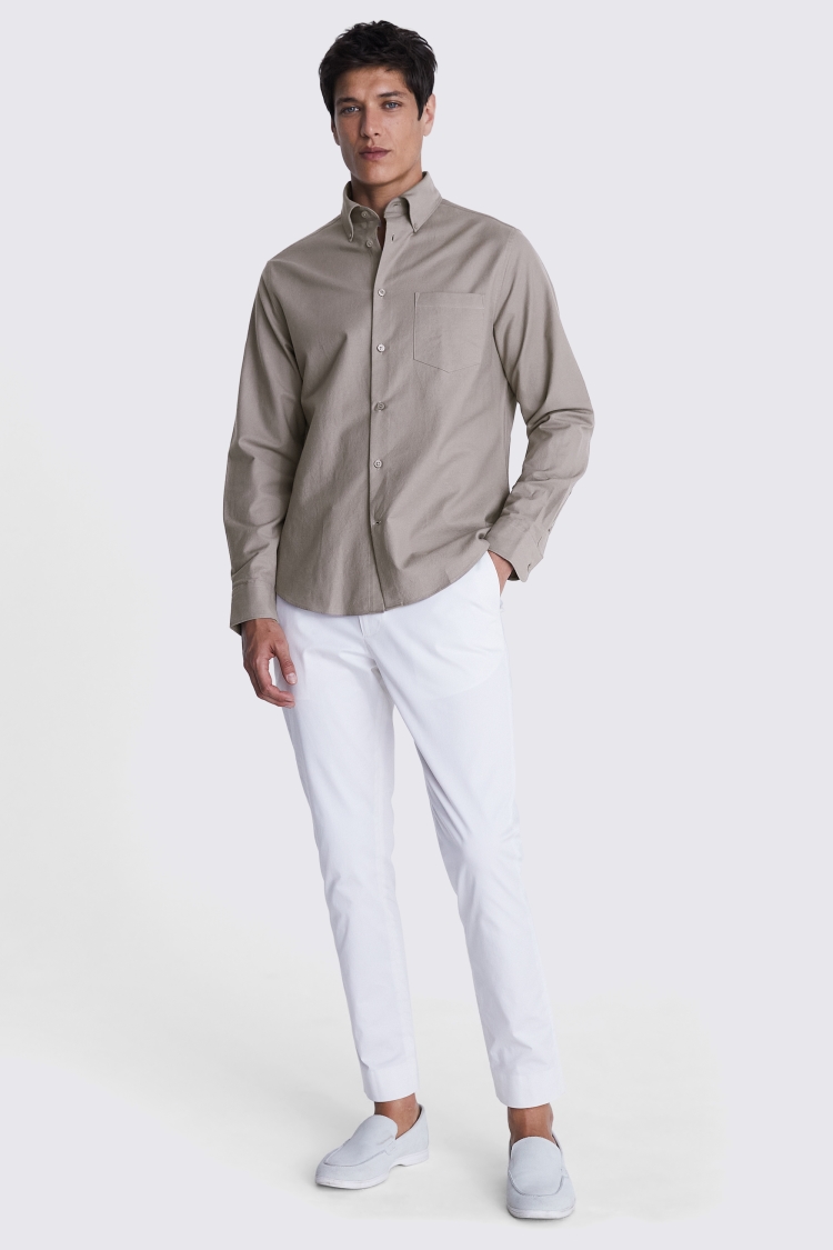 Dark Taupe Washed Oxford Shirt Buy Online at Moss