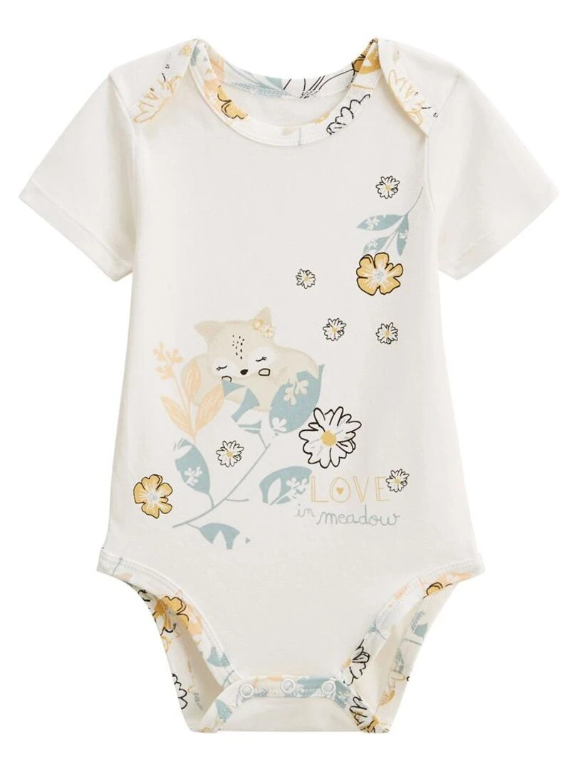 Lot de 2 bodies bébé manches courtes Capucine Ecru