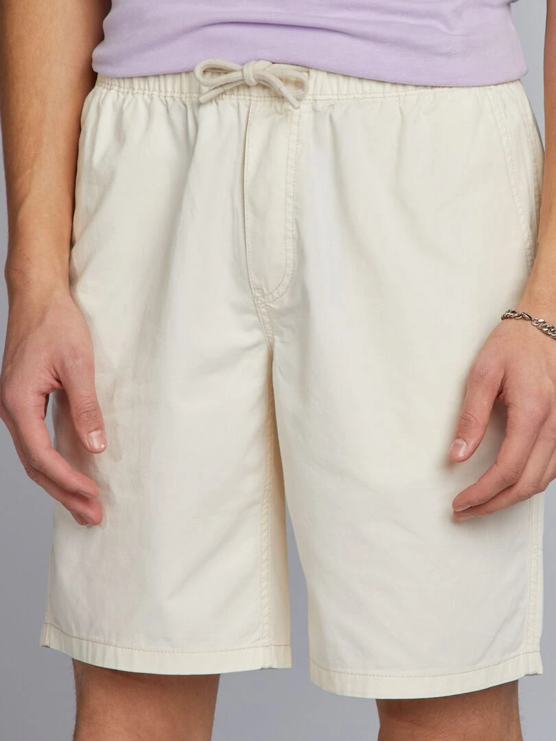 Short élastique en coton écru