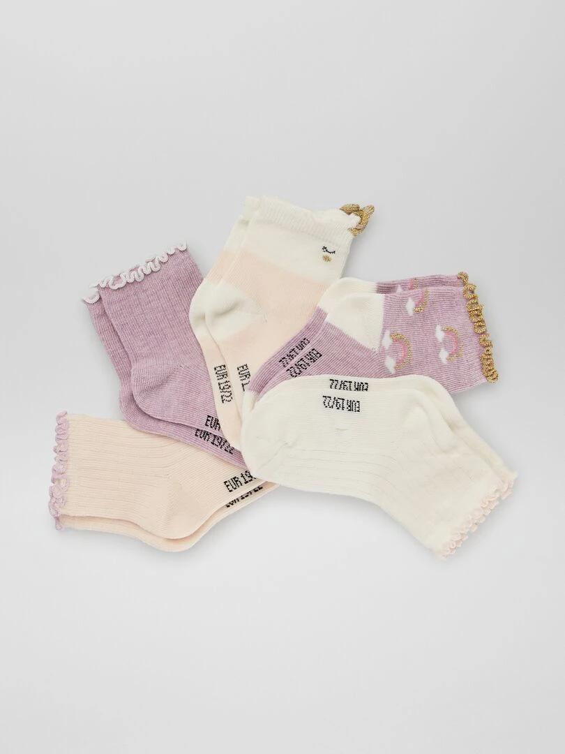 Chaussettes fantaisie Lot de 5 Violet/rose