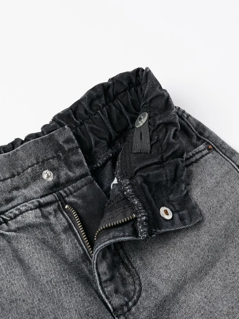 Short en Jean Style Paperbag pour Fille   GREAT GOALS GREAT WORLD   Gris