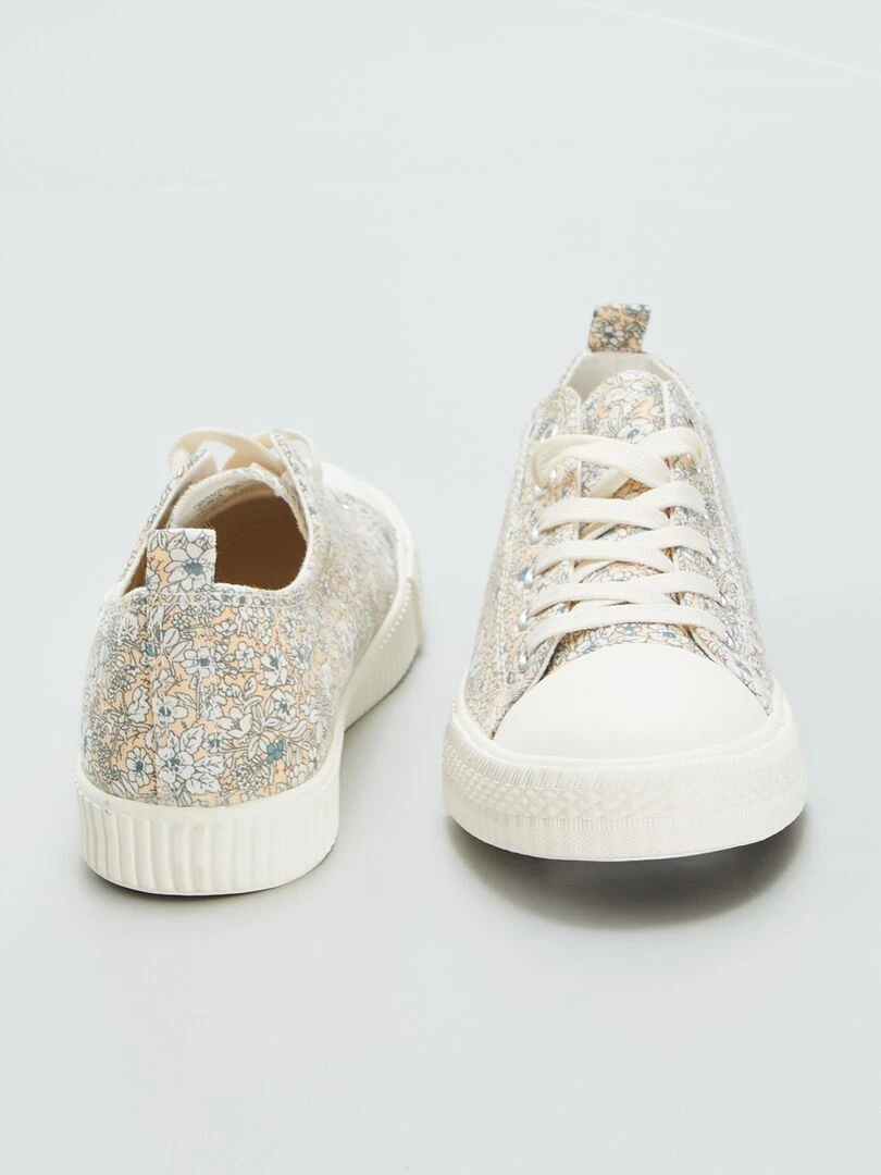 Baskets en toile motif à 'fleurs'   Kaki