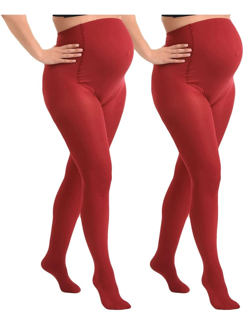 Duo Pack Collants de grossesse opaques confortables 60den Rouge