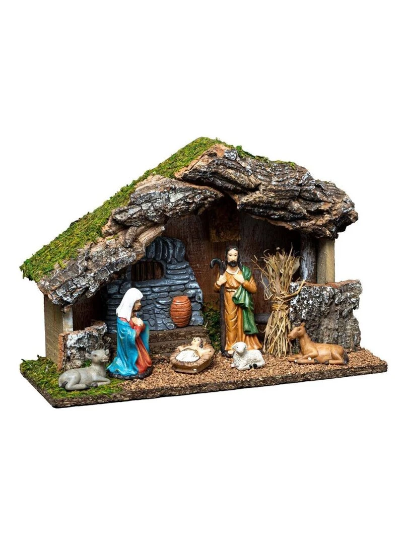 Crèche de Noël 6 santons H20 Marron