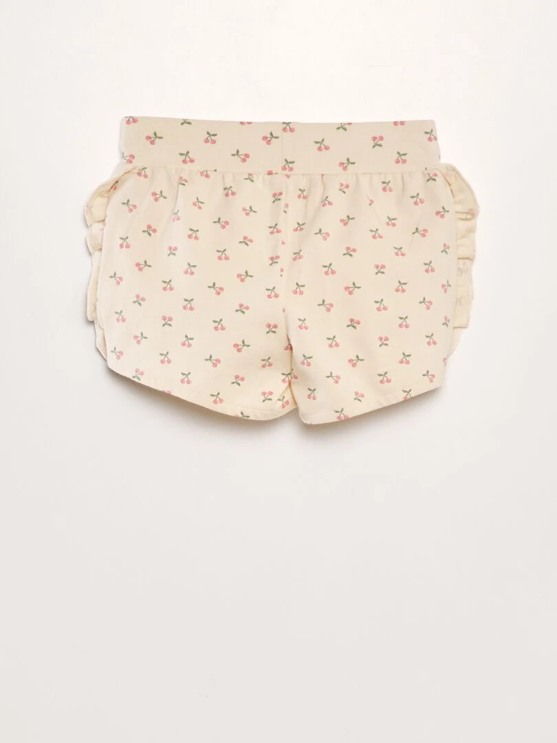 Short imprimé à volants   Beige