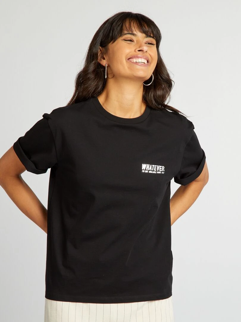 Tee shirt en jersey avec imprimé   Noir/blanc