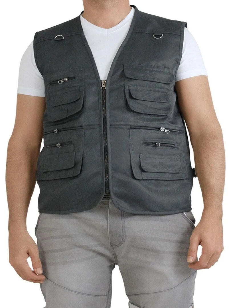 Gilet de pêche Kebello gris anthracite