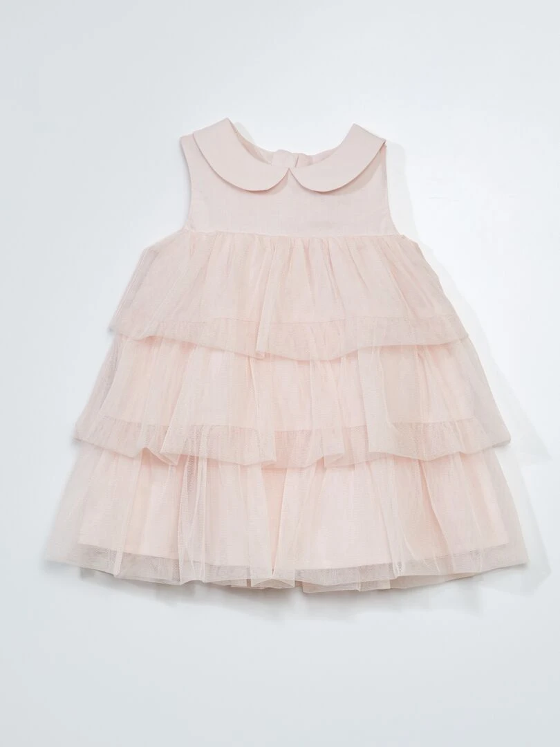 Robe avec volants en tulle rose