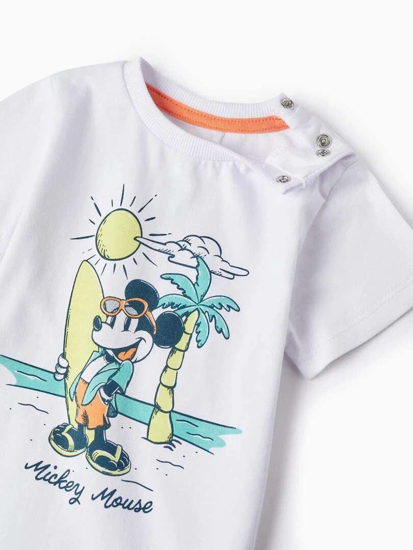 Pyjama en coton pour bébé garçon 'Mickey' manches courtes MICKEY   Blanc