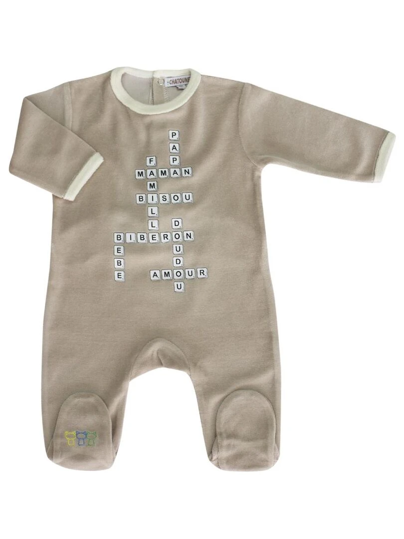 Pyjama "MOTS" LES CHATOUNETS *SUPPRIME* Taupe