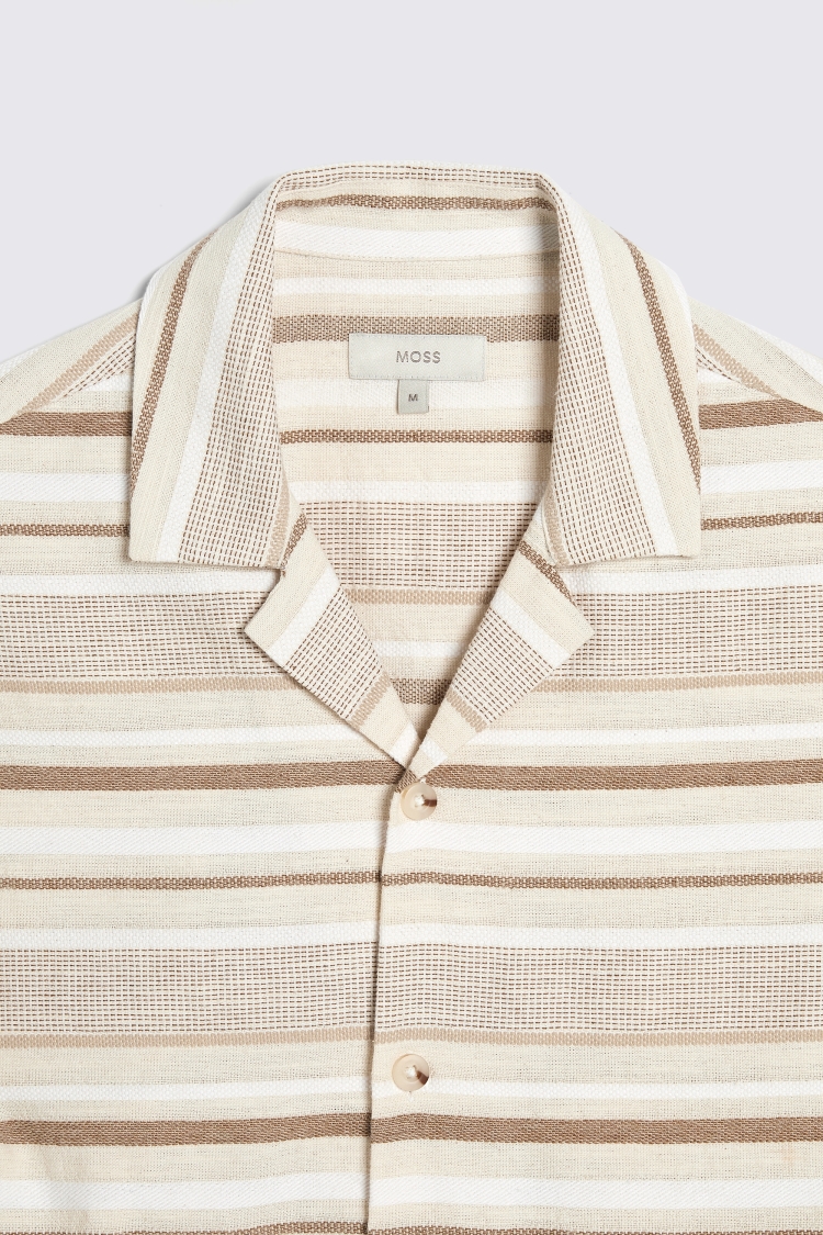 Off White Linen Blend Knitted Cuban Collar Shirt   Buy Online at Moss