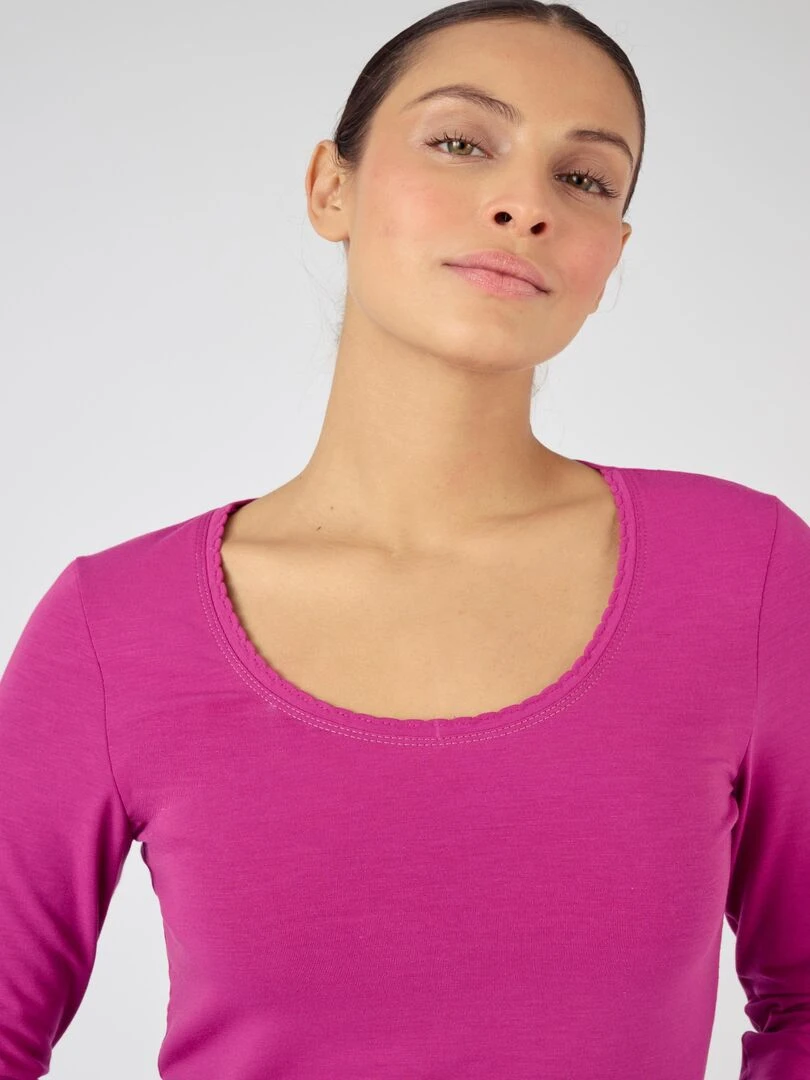 T shirt manches longues thermorégulant Evolutyl   Damart   Rose framboise