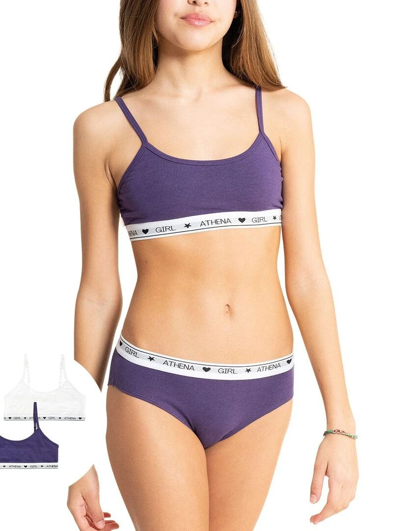 Lot de 2 brassières fille Coton Ultra Doux Fille Blanc Violet