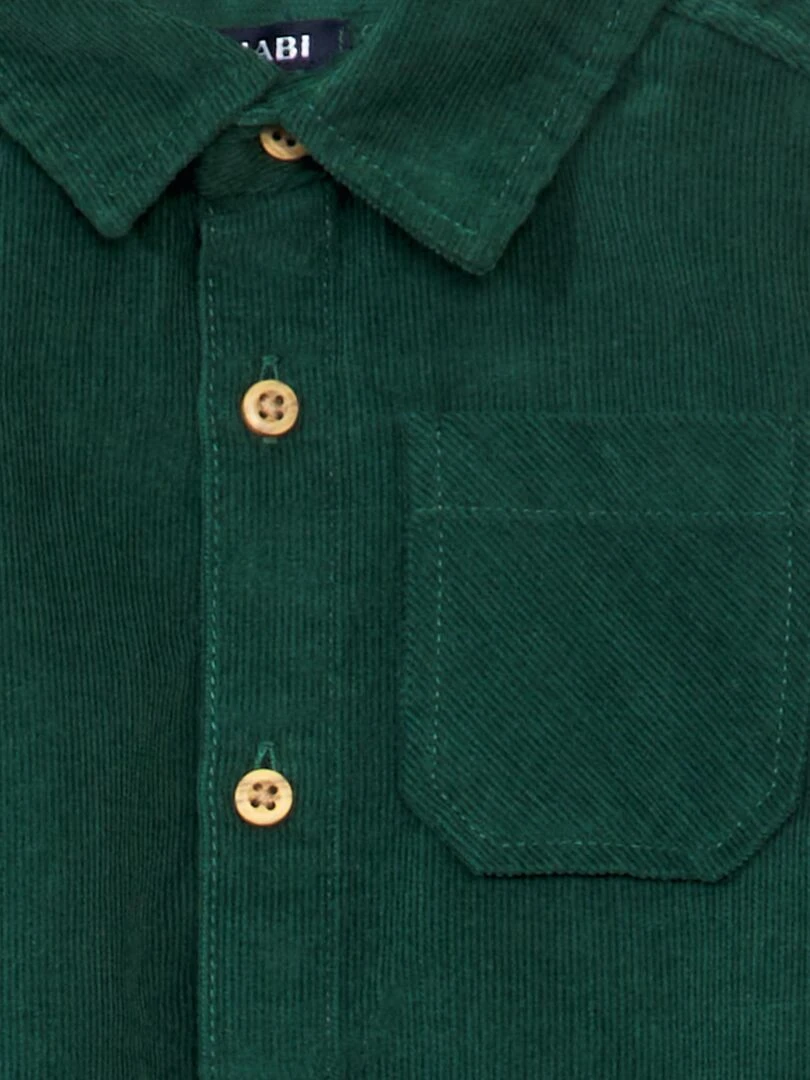 Chemise unie en velours Vert
