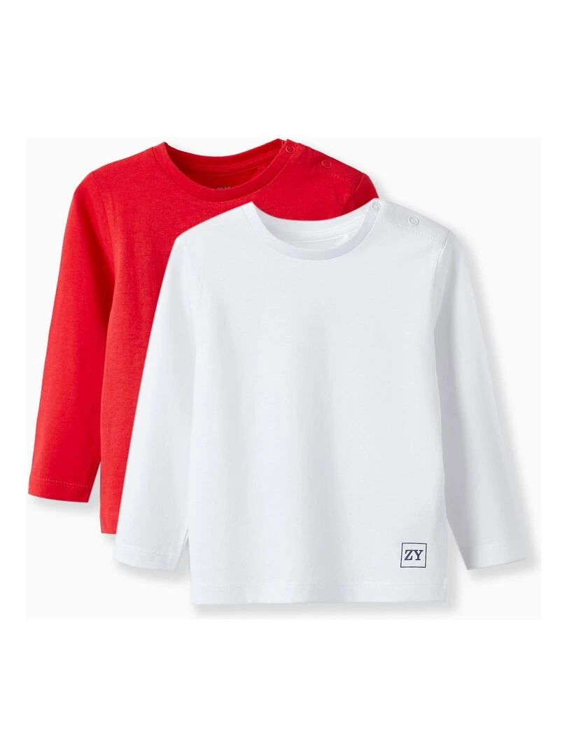 Pack 2 T shirts à manches longues pour bébé garçon manches longues MAXI NATURE Rouge