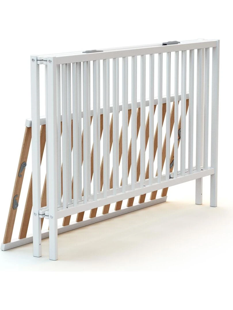 WEBABY Lit bébé pliant en bois Blanc