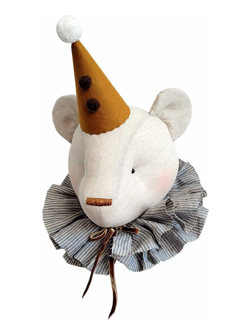 Trophée mural enfant en lin Ours Alex Beige