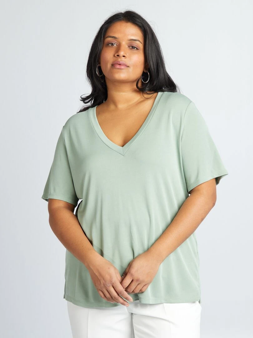 T shirt manches courtes stretch   Vert
