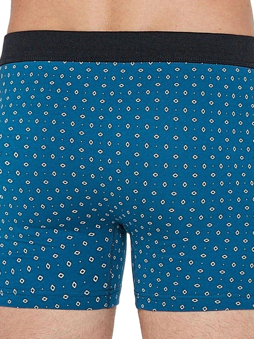 Pack 2 boxers uni et imprimé ceinture plate en coton Besar   Bleu