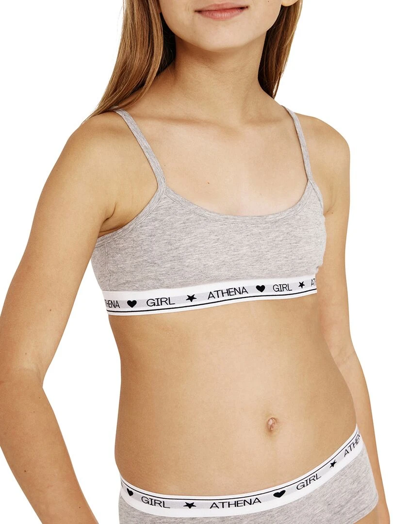 Lot de 2 brassières fille Coton Ultra Doux Girl by   Blanc Gris