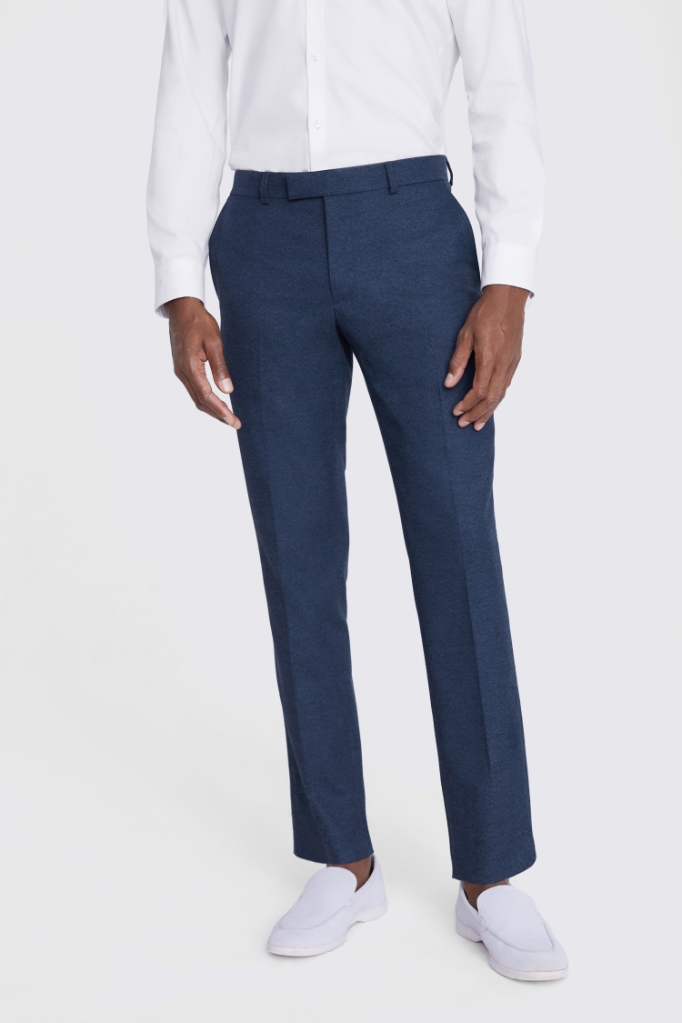 Slim Fit Blue Flannel Trousers Buy Online at Moss