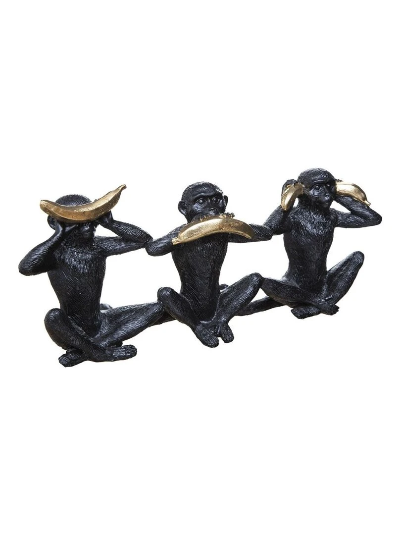 Objet résine singe sagesse Noir