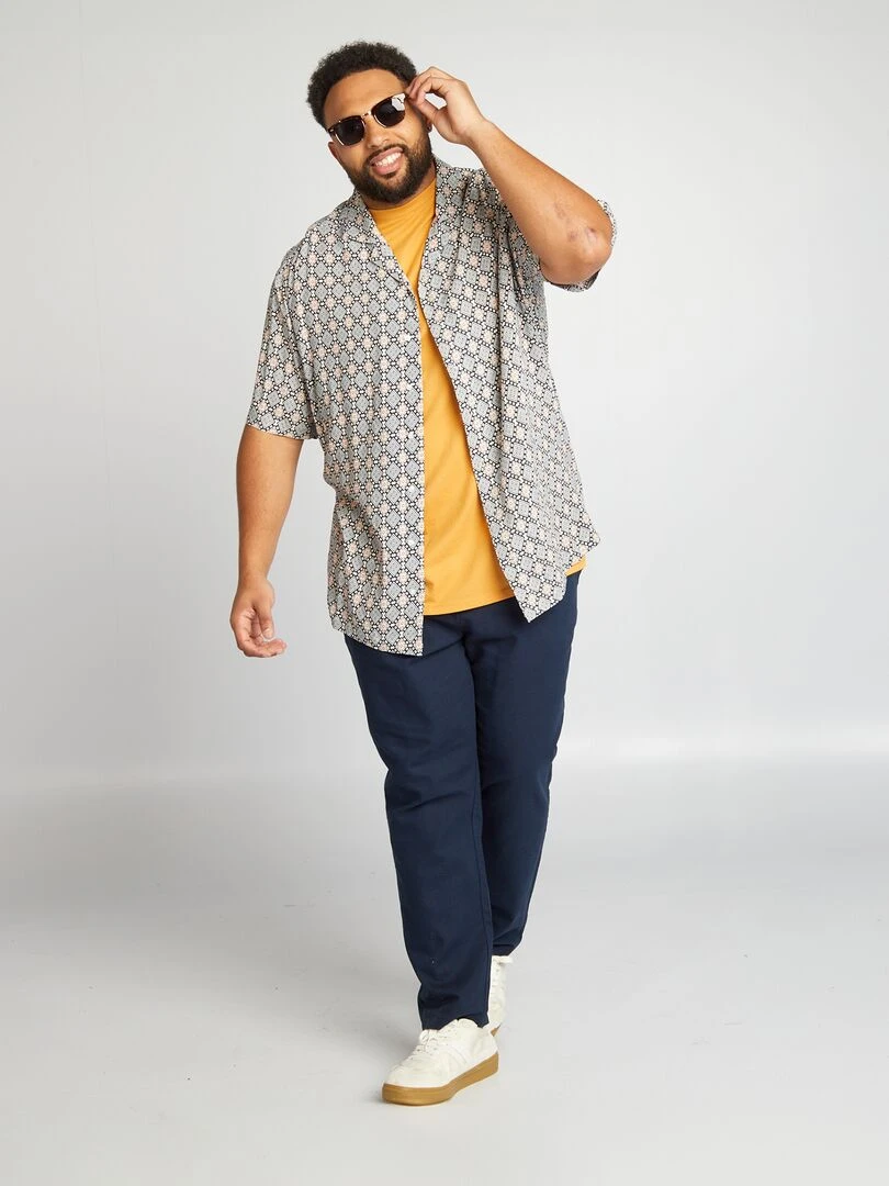 Chemise fluide à col pyjama Blanc