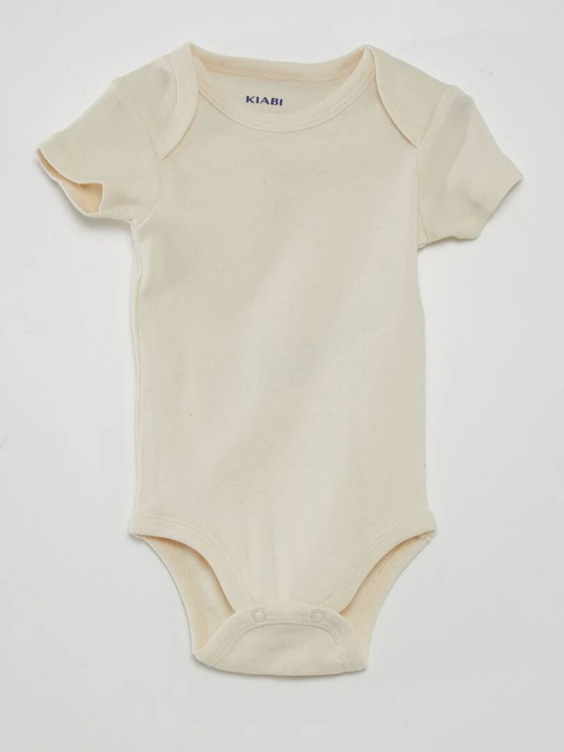 7 bodies unis + pochon de rangement   Beige