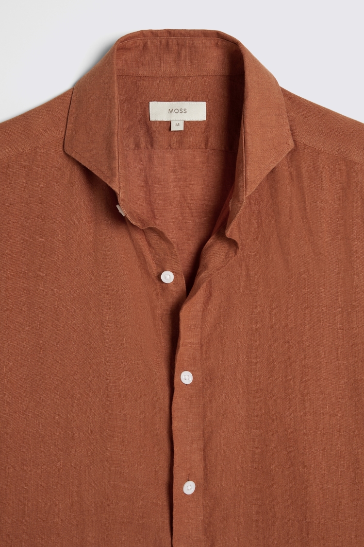 Tailored Fit Khaki Linen Shirt   Buy Online at Moss