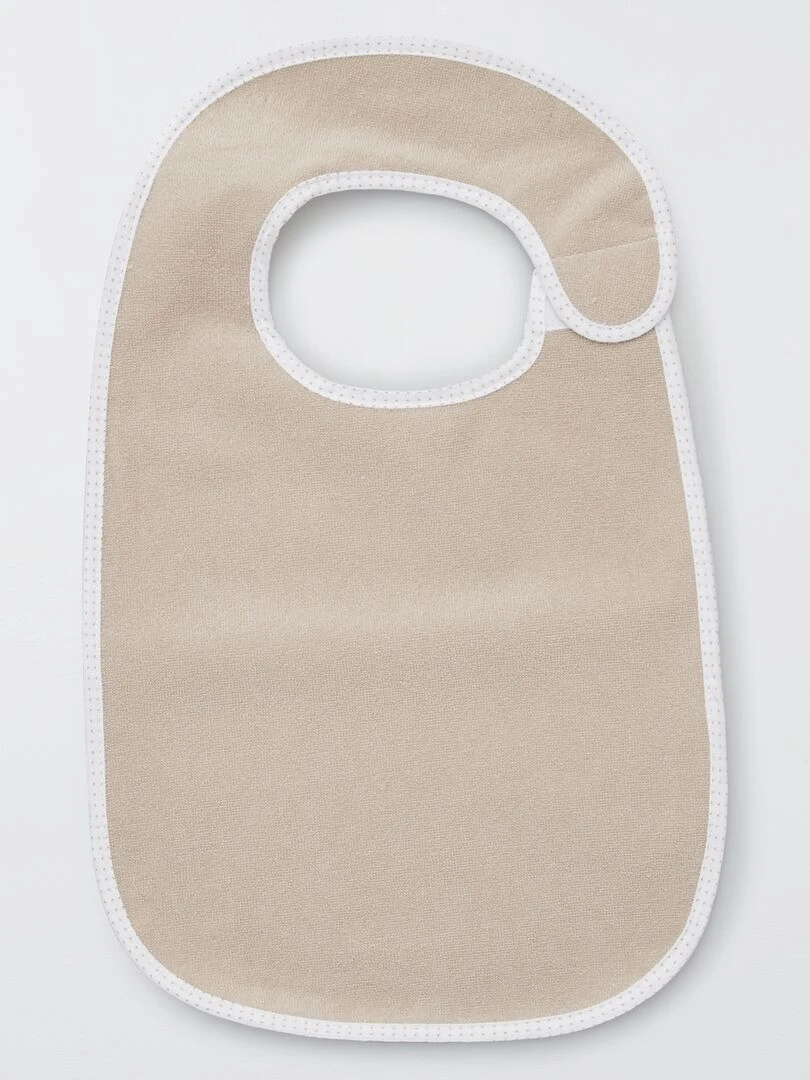 Le lot de 7 bavoirs éponge doublés   Marron/blanc