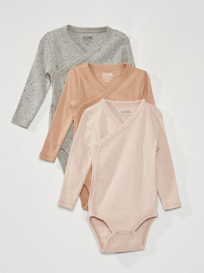 Lot de 3 bodies en maille côtelée 3 pièces Gris
