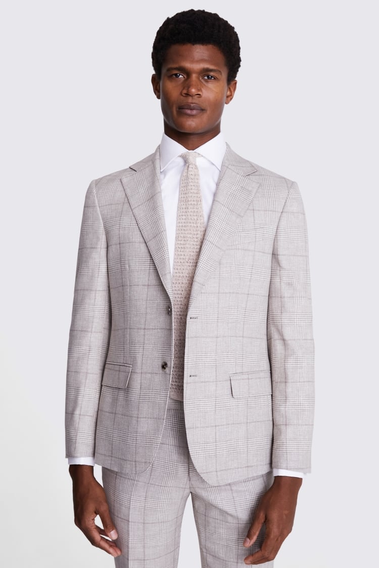 Italian Tailored Fit Taupe Check Jacket Buy Online at Moss