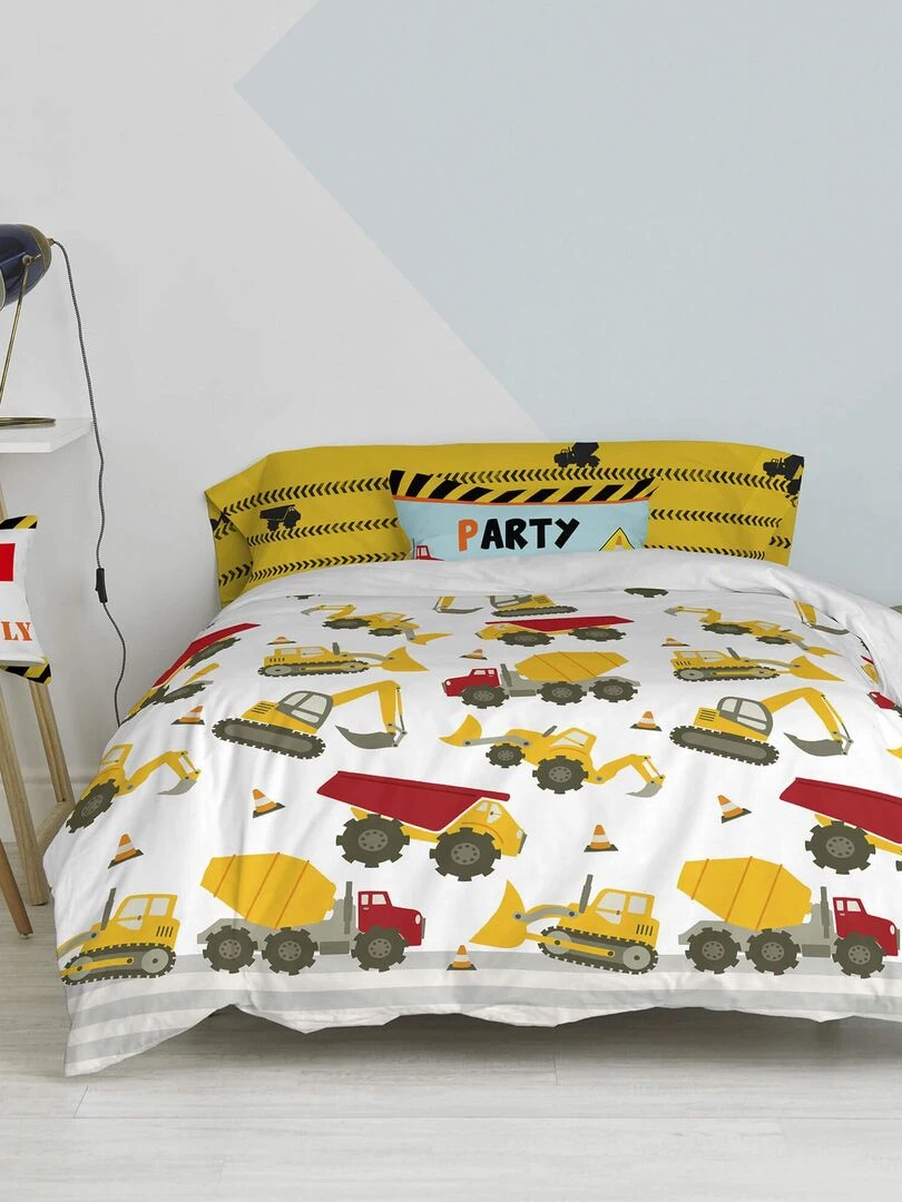 Parure housse de couette 2 pièces Machinery "Happyfriday" Blanc