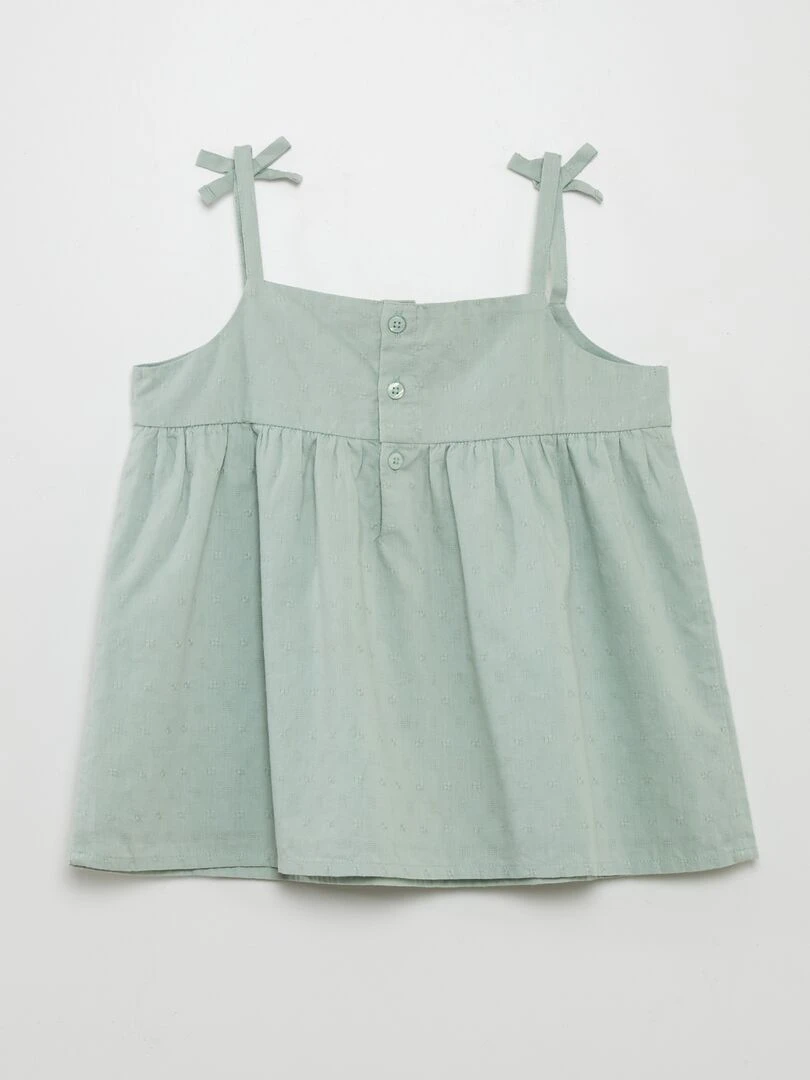 Top à fines bretelles avec broderies   Vert