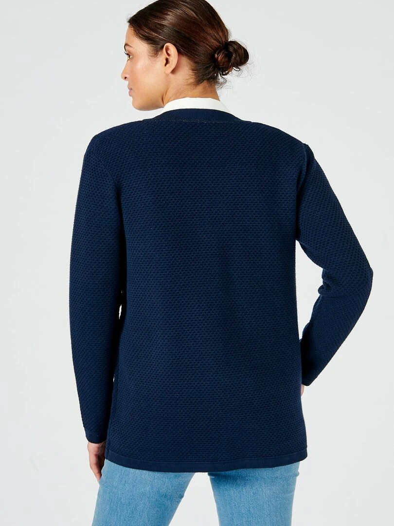 Gilet maille fantaisie brillante   Damart   Bleu marine