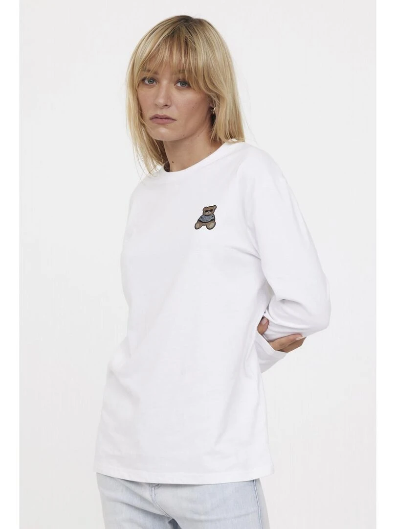 Lee Cooper   T Shirt manches longues coton regular AMOURS   Blanc