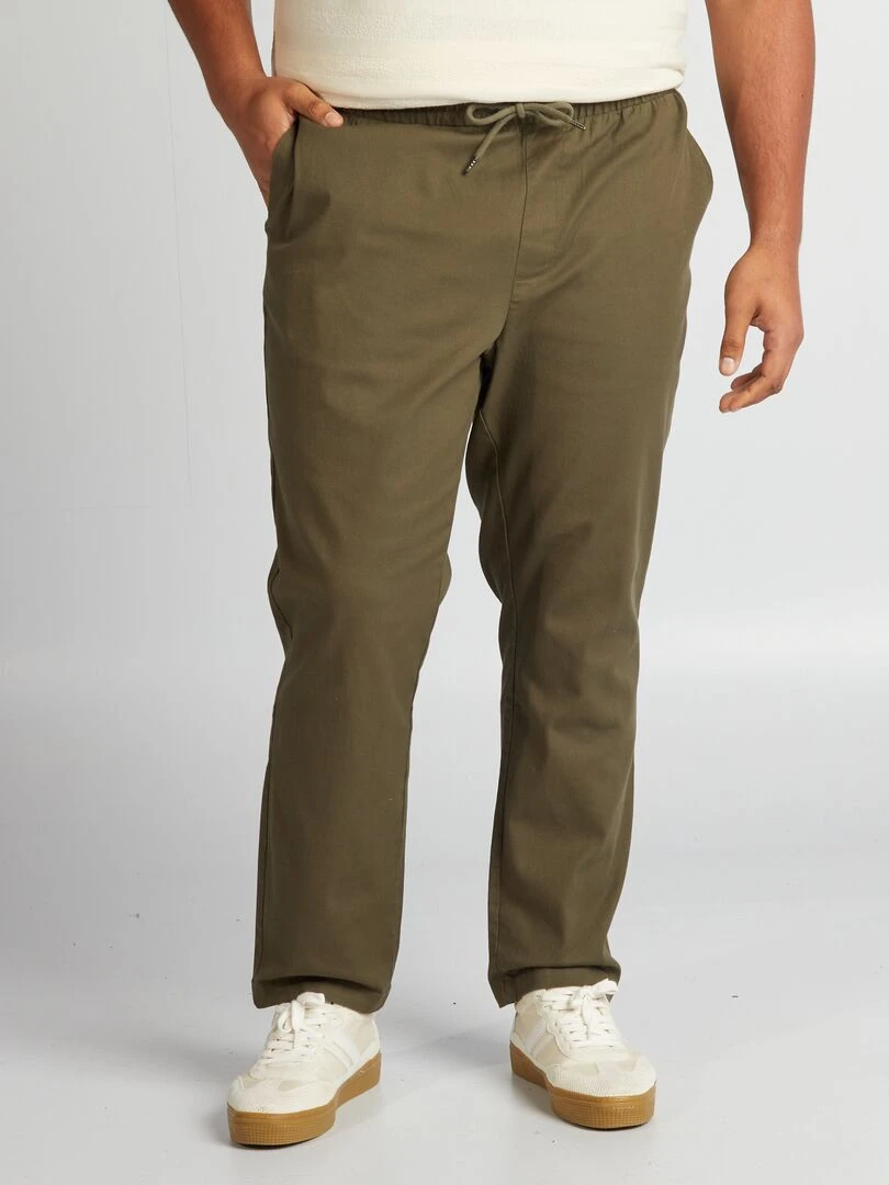 Pantalon chino à taille élastiquée   Kaki