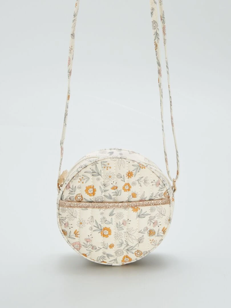 Sac rond à fleurs   Beige