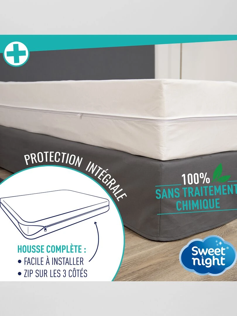 Housse de matelas anti punaise de lit blanc