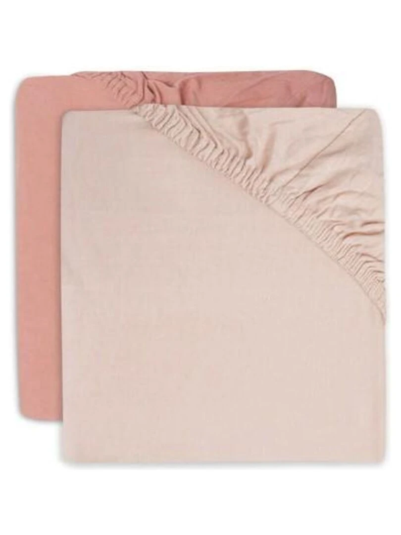 Drap housse Jersey 60x120cm Rose Pale / Rose des bois (2pcs) Jo Rose