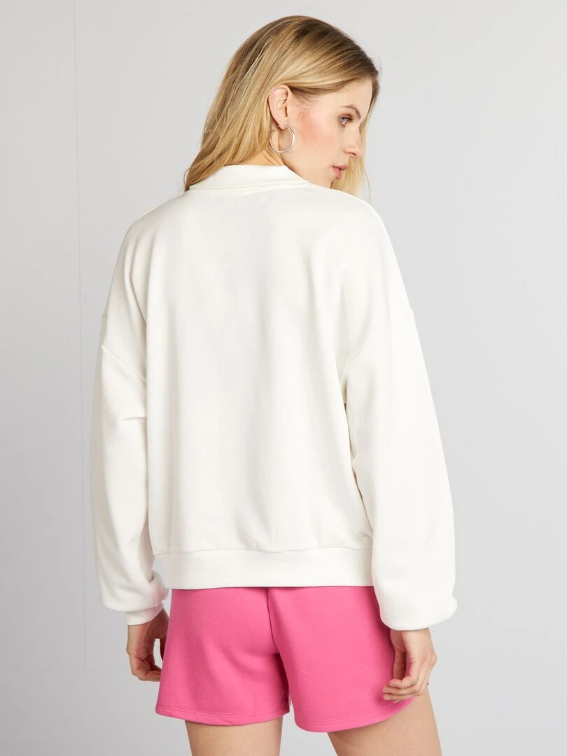 Sweat en french terry avec col intégré   blanc